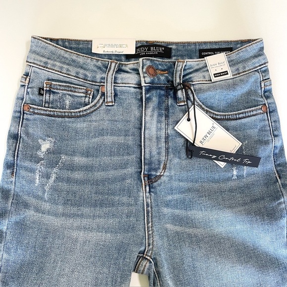 NWT Judy Blue High Waist Control Top Skinny Distressed Stretch Denim Jeans 3/26 - Picture 11 of 16